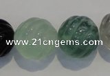 CFL461 15.5 inches 20mm carved round natural fluorite beads