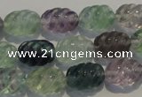 CFL475 15.5 inches 10*14mm carved rice natural fluorite beads