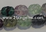 CFL476 15.5 inches 12*16mm carved rice natural fluorite beads