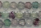 CFL491 15.5 inches 10mm carved flower natural fluorite beads