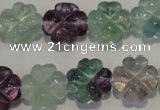 CFL493 15.5 inches 15mm carved flower natural fluorite beads