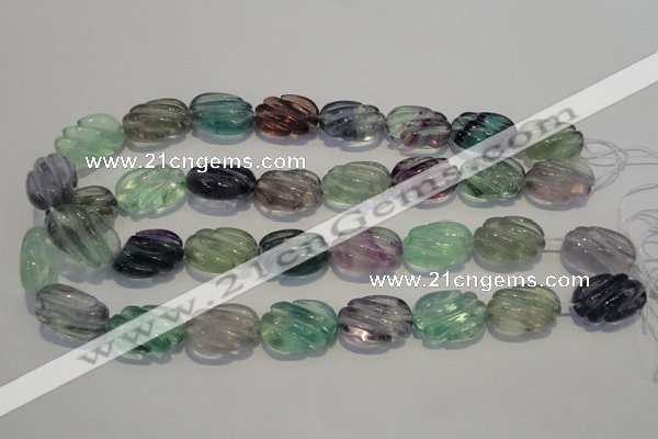 CFL495 15.5 inches 16*24mm carved oval natural fluorite beads