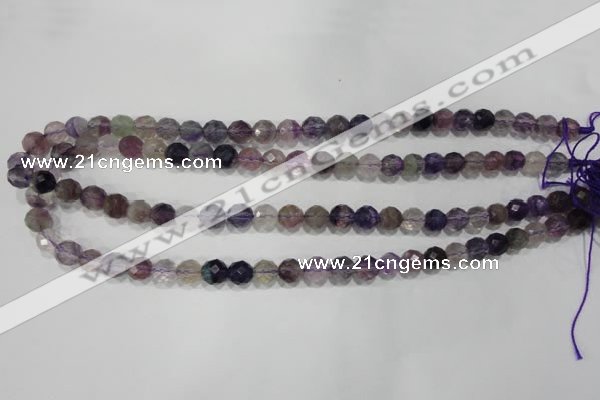 CFL500 15.5 inches 8mm faceted round fluorite beads wholesale