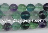 CFL53 15.5 inches 10mm faceted round AB grade natural fluorite beads