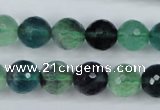 CFL54 15.5 inches 12mm faceted round AB grade natural fluorite beads