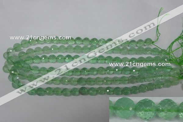 CFL623 15.5 inches 10mm faceted round green fluorite beads wholesale