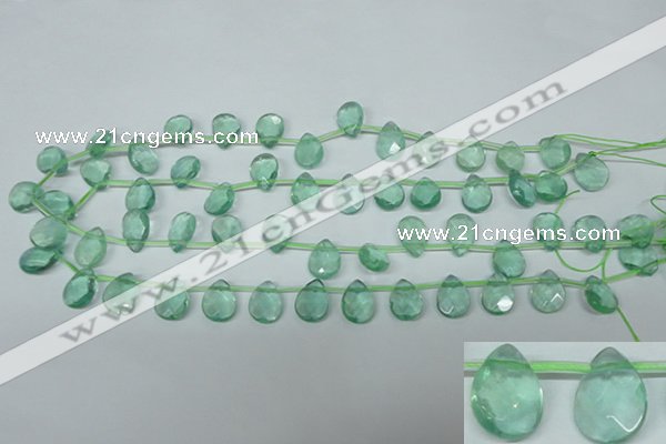 CFL650 Top-drilled 10*14mm faceted briolette green fluorite beads