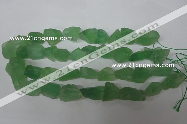 CFL658 15.5 inches 12*18mm - 15*25mm nuggets matte green fluorite beads