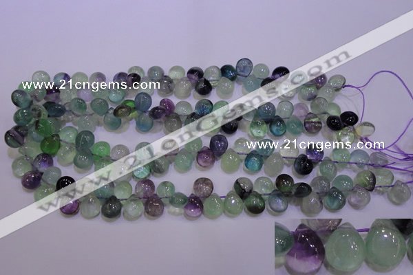 CFL703 Top-drilled 9*11mm teardrop natural fluorite beads wholesale