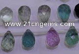 CFL709 Top-drilled 10*14mm faceted teardrop natural fluorite beads