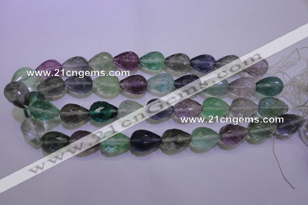 CFL715 15.5 inches 15*20mm faceted teardrop natural fluorite beads