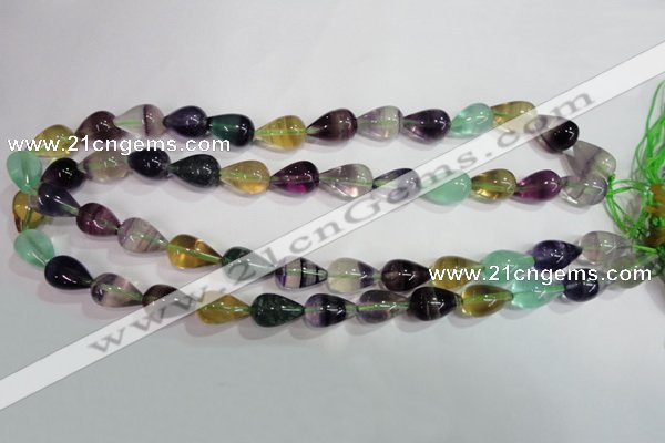 CFL765 15.5 inches 8*12mm teardrop rainbow fluorite gemstone beads