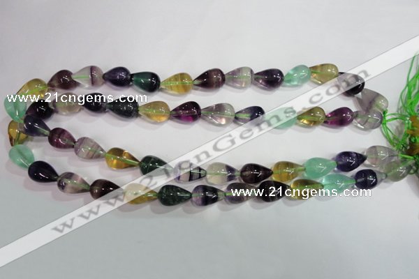 CFL766 15.5 inches 10*16mm teardrop rainbow fluorite gemstone beads