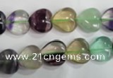 CFL790 15.5 inches 14mm heart rainbow fluorite gemstone beads