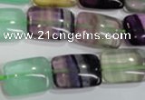 CFL795 15.5 inches 15*20mm rectangle rainbow fluorite gemstone beads