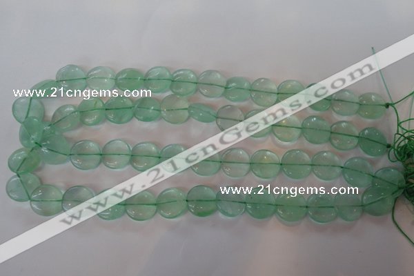 CFL864 15.5 inches 15mm flat round green fluorite gemstone beads