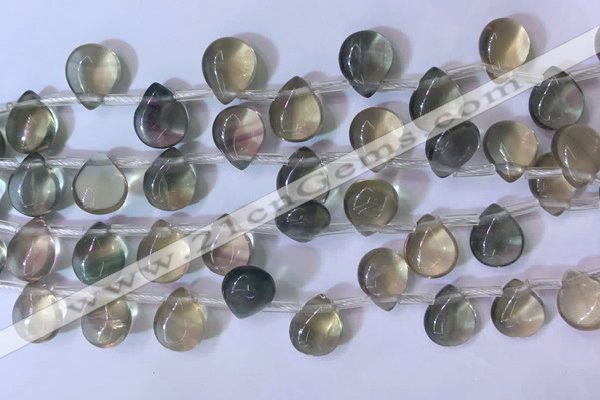 CFL962 Top drilled 9*12mm flat teardrop natural fluorite beads