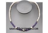 CFN101 potato white freshwater pearl & amethyst necklace, 16 - 24 inches
