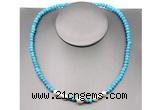 CFN203 4*6mm faceted rondelle turquoise & potato white freshwater pearl necklace