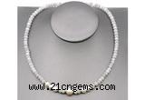 CFN204 4*6mm faceted rondelle white crazy lace agate & potato white freshwater pearl necklace