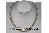 CFN205 4*6mm faceted rondelle Indian agate & potato white freshwater pearl necklace