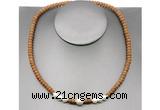 CFN210 4*6mm faceted rondelle wooden jasper & potato white freshwater pearl necklace