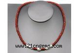 CFN212 4*6mm faceted rondelle red jasper & potato white freshwater pearl necklace