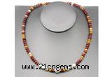 CFN217 4*6mm faceted rondelle mookaite & potato white freshwater pearl necklace