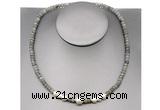 CFN218 4*6mm faceted rondelle labradorite & potato white freshwater pearl necklace