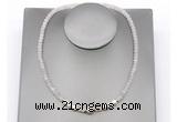 CFN229 4*6mm faceted rondelle rose quartz & potato white freshwater pearl necklace