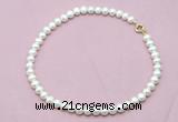 CFN593 Non-knotted 9mm - 10mm potato white freshwater pearl necklace