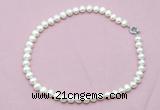 CFN594 Hand -knotted 9mm - 10mm potato white freshwater pearl necklace