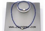 CFN618 4mm faceted round lapis lazuli & potato white freshwater pearl jewelry set