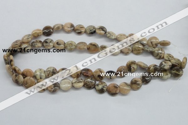 CFS07 15.5 inches 12mm flat round natural feldspar gemstone beads