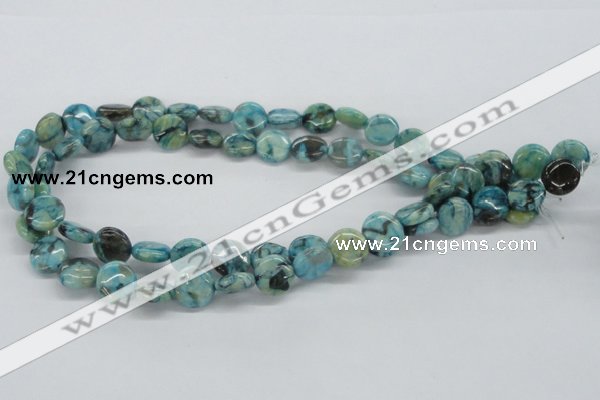 CFS107 15.5 inches 12mm flat round blue feldspar gemstone beads