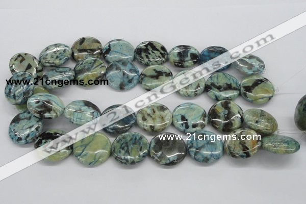 CFS108 15.5 inches 25mm flat round blue feldspar gemstone beads