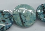 CFS109 15.5 inches 30mm flat round blue feldspar gemstone beads