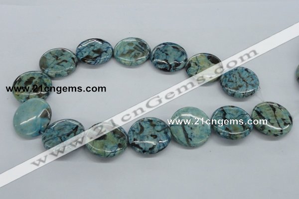 CFS109 15.5 inches 30mm flat round blue feldspar gemstone beads