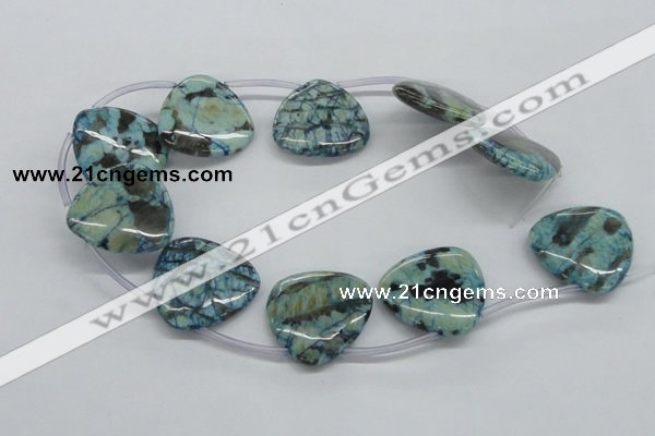 CFS119 30*30mm top-drilled triangle blue feldspar gemstone beads