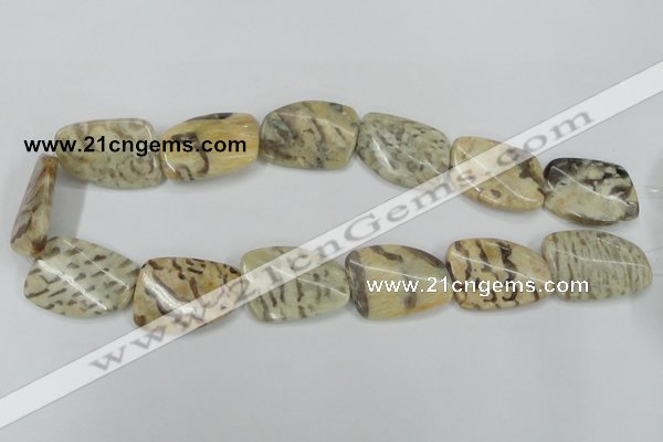 CFS206 22*30mm twisted rectangle natural feldspar gemstone beads