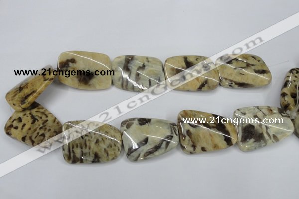 CFS207 30*40mm twisted rectangle natural feldspar gemstone beads