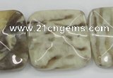 CFS208 30*30mm wavy square natural feldspar gemstone beads