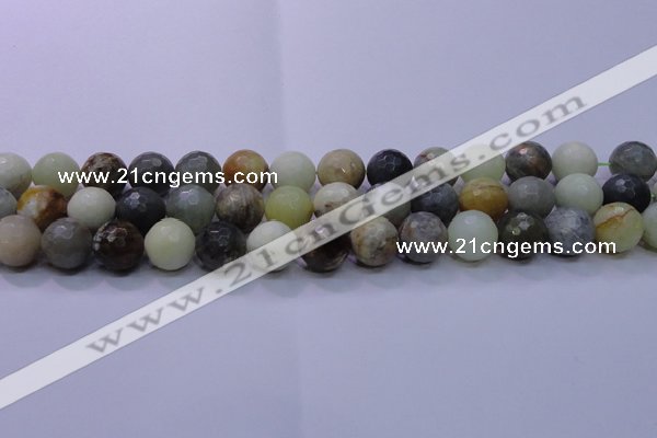 CFW06 15.5 inches 14mm faceted round flower jade beads wholesale