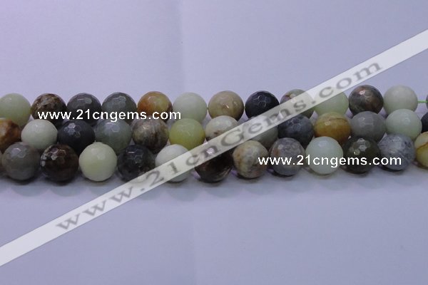 CFW08 15.5 inches 18mm faceted round flower jade beads wholesale