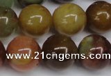 CFW105 15.5 inches 14mm round flower jade gemstone beads