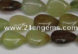 CFW121 15.5 inches 12*16mm flat teardrop flower jade gemstone beads