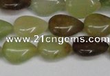 CFW123 15.5 inches 13*18mm flat teardrop flower jade gemstone beads