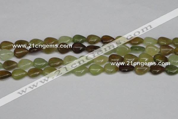 CFW123 15.5 inches 13*18mm flat teardrop flower jade gemstone beads