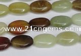 CFW125 15.5 inches 10*14mm flat oval flower jade gemstone beads