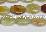 CFW127 15.5 inches 13*18mm flat oval flower jade gemstone beads